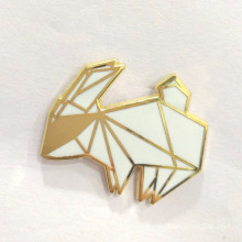 custom gold hard enamel of paper folding rabbit lapel pins metal pin badge